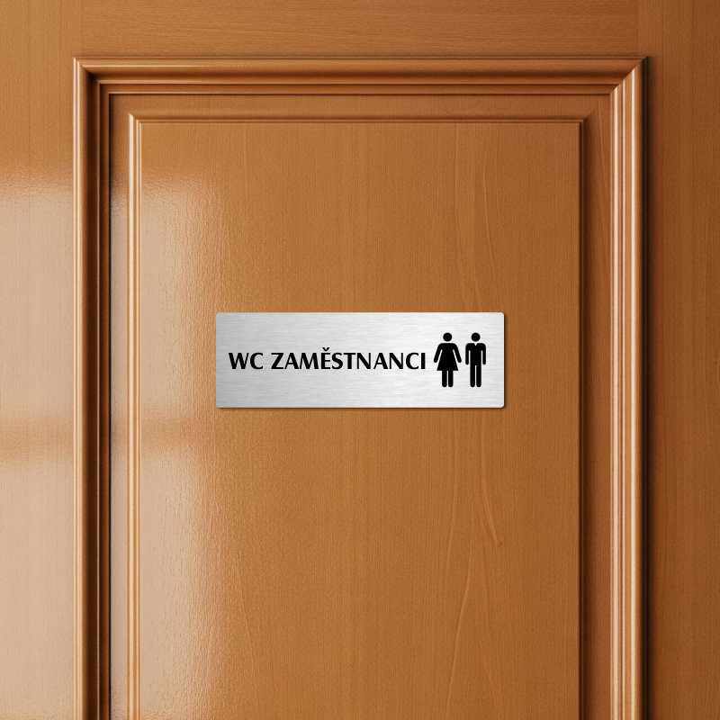 WC zaměstnanci společné, 240x79mm, zlatá popiska s okrasným rámečkem  